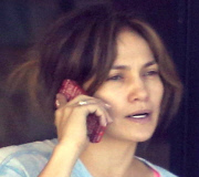 Jennifer Lopez looks tired on the phone NO MAKE UP
