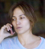 Jennifer Lopez looks tired on the phone NO MAKE UP