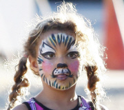 Nahla painted like a cat at The Pumpkin Patch with Olivier Martinez