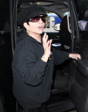 Liza Minnelli wearing all black at LAX