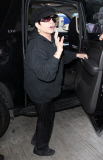 Liza Minnelli wearing all black at LAX
