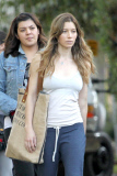 *EXCLUSIVE* Jessica Biel and Zosia Mamet arrive on the set of "Shiva and May"