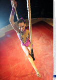 Woman conquers fear of heights to become a trapeze artist with travelling circus, Britain - 21 Oct 2013