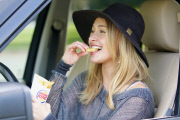 Hayden Panettiere with a handful of Burger King Satisfries