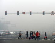 Dense haze on Chinese city Harbin