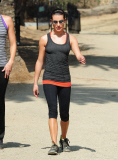 Lea Michele Exercises Outdoors, No Longer Wearing "Cory" Necklace