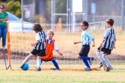 Jayden Federline plays goal keeper