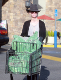 Exclusive... January Jones Chows Down On A Burger Before Grocery Shopping 