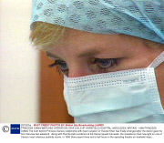 PRINCESS DIANA WATCHES OPERATION ON A CHILD AT HAREFIELD HOSPITAL, MIDDLESEX, BRITAIN - 1996