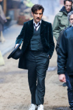 Clive Owen gets into character on the set of "The Knick"