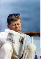 RETRO:JOHN FITZGERALD KENNEDY             JFK, RELAXES ABOARD HIS YACHT "HONEY FITZ