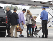 Charlie Sheen and Denise Richards boarding on the Private Jet with their children
