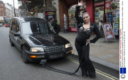 Circus of Horrors performer Anastasia IV pulls a 2.5 ton herse with her hair, London, Britain - 18 Nov 2013