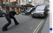 Circus of Horrors performer Anastasia IV pulls a 2.5 ton herse with her hair, London, Britain - 18 Nov 2013