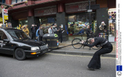 Circus of Horrors performer Anastasia IV pulls a 2.5 ton herse with her hair, London, Britain - 18 Nov 2013