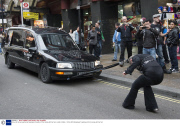 Circus of Horrors performer Anastasia IV pulls a 2.5 ton herse with her hair, London, Britain - 18 Nov 2013