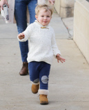 January Jones and Xander in matching white