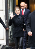 Celine Dion and her husband leaving their Parisian hotel