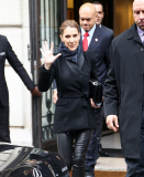 Celine Dion and her husband leaving their Parisian hotel