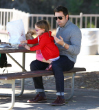 Ben Affleck takes Violet and Seraphina to the park