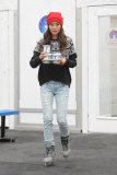 Jamie Chung gets in the holiday spirit wearing American Eagle #AEOStyle While Ice Skating