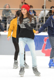 Jamie Chung gets in the holiday spirit wearing American Eagle #AEOStyle While Ice Skating