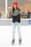 Jamie Chung gets in the holiday spirit wearing American Eagle #AEOStyle While Ice Skating