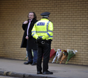 THE PUBLIC LAYING FLOWERS AT THE CLUTHA BAR IN GLASGOW  WHERE A POLICE HELICOPTER CRASH LANDED ON THE ROOF OF THE BAR 29/11/13.

TODAY PIC 30/11/13




