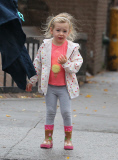 Tabitha and Marion Broderick having fun walking to school