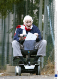 Ronnie Biggs out for a ride on a mobility scooter with his son Michael in Barnet, London, Britain - 19 Sep 2009