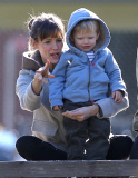 Exclusive... Jennifer Garner Takes Samuel To Feed The Ducks 