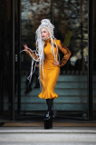 Lady Gaga leaving her hotel