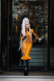 Lady Gaga leaving her hotel