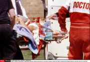 MICHAEL SCHUMACHER IS TRANSFERED FROM HELICOPTER TO AMBULANCE AT CLIFTONVILLE MIDDLE