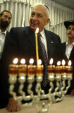 Israel PM Sharon Lights Hanukkah Candles