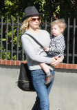January Jones & Son Out And About In Los Feliz 