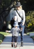 January Jones & Son Out And About In Los Feliz 