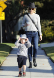 January Jones & Son Out And About In Los Feliz 