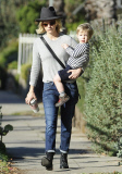 January Jones & Son Out And About In Los Feliz 