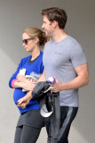 *EXCLUSIVE* A very pregnant Emily Blunt and John Krasinski stay fit together