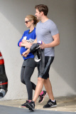 *EXCLUSIVE* A very pregnant Emily Blunt and John Krasinski stay fit together