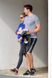 *EXCLUSIVE* A very pregnant Emily Blunt and John Krasinski stay fit together