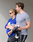 *EXCLUSIVE* A very pregnant Emily Blunt and John Krasinski stay fit together