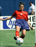 USA WOMEN'S WORLD CUP SOCCER:             USA'S MIA HAMM SHOOTS ON HOAL IN GAME ONE