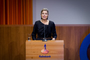 Königin Maxima beim Symposium zur Mikrofinanzierung in der Hauptverwaltung der Rabobank in Utrecht