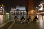 Flooded Venice by night
