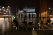 Flooded Venice by night