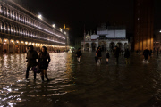 Flooded Venice by night