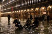 Flooded Venice by night