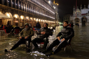 Flooded Venice by night